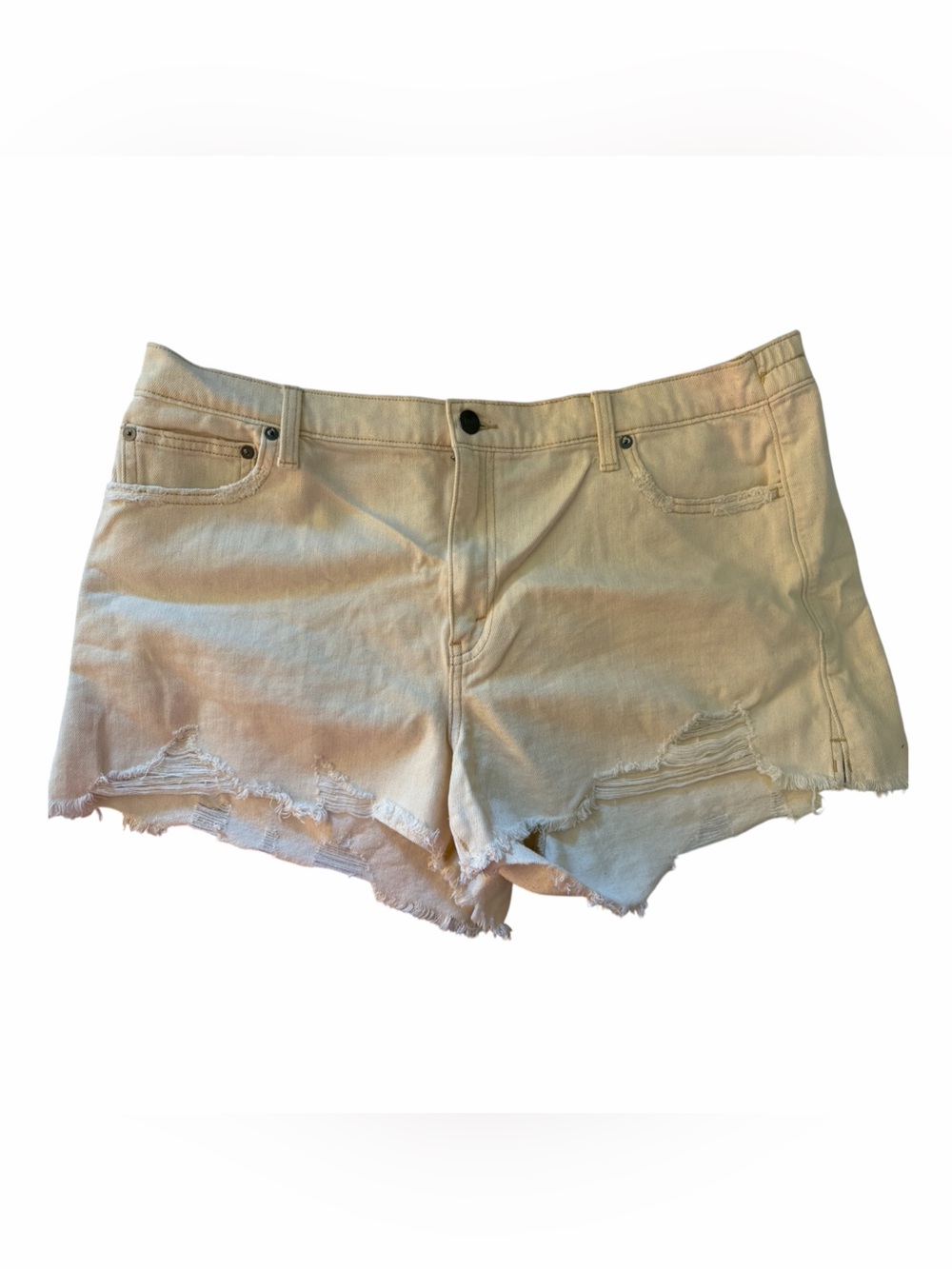 Aerie Distressed White Denim Shorts
